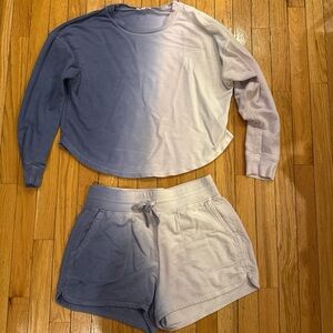 Splendid Blue and White Ombre Lounge Set Top size Med Shorts size Small